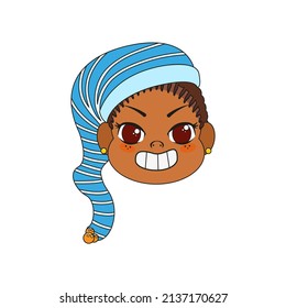 Isolated blue hat baby christmas borderline cute face vector illustration