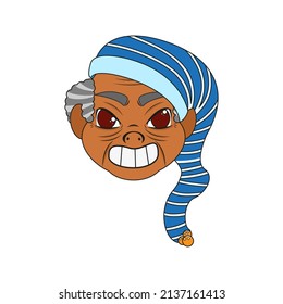Isolated blue hat old man christmas borderline cute face vector illustration