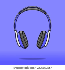 Isolated Blue Headphones. Design Vector With Flat Illustration Style. Suitable For Icon, Gaming Ads, Music Event Banner, Etc.