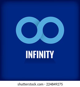 an isolated blue infinity symbol on a blue background