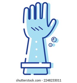 Guantes de cocina azul aislados Icono de limpieza Vector