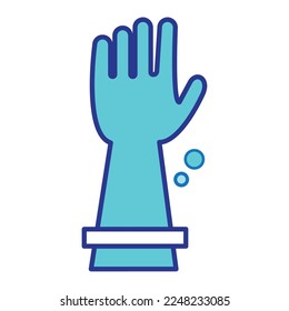 Guantes de cocina azul aislados Icono de limpieza Vector