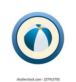 an isolated blue label with a beach ball