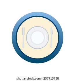 an isolated blue label with menu restaurant icon