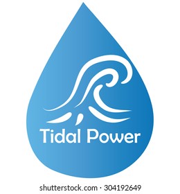Isolated blue label with text and an icon for alternative energy. Vector illustration