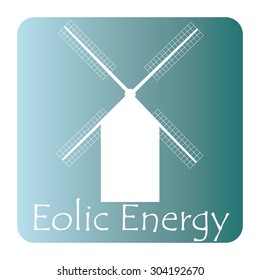 Isolated blue label with text and an icon for alternative energy. Vector illustration