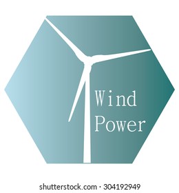 Isolated blue label with text and an icon for alternative energy. Vector illustration