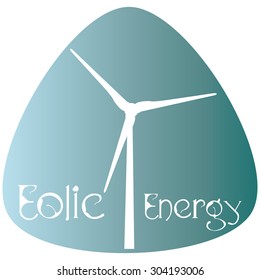 Isolated blue label with text and an icon for alternative energy. Vector illustration