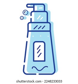Dispensador de jabón líquido azul aislado Icono de limpieza Vector