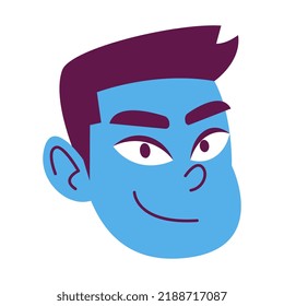 Isolated blue Man Gesicht Kurzhaar Comic Menschen Vektorgrafik