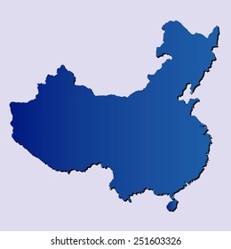 an isolated blue map of china on a light blue background