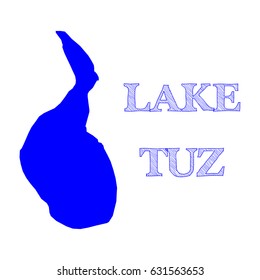Isolated blue map of Lake Tuz (Salt Lake), the second largest lake of Turkey, located in central Turkey - Eps10 vector graphics and illustration