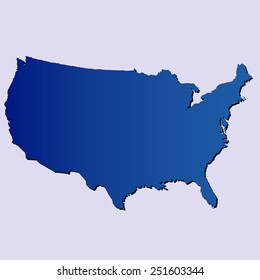an isolated blue map of usa on a blue background