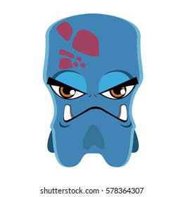 Isolated blue monster with big teeth, Vector illustration