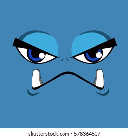 Isolated blue monster with big teeth, Vector illustration