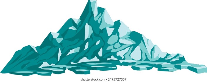 Isolated blue mountain. Icy glacier.