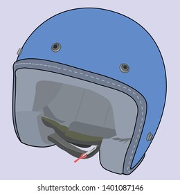 isolated blue open face retro helmet in outline vector image