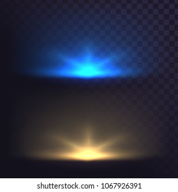 Isolated Blue And Orange Light Source, Explosion, Glow, Sun, Flash