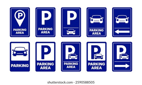 Isolated Blue Parking Area Sign vector design, transportation graphic elements for Communication, Business, Public area Traffic signs, Road Signal Clip art Infographic, Transparent sticker, Editable