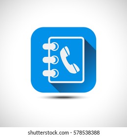 Isolated Blue Phonebook Icon. Address Book Icon. Flat Vector Icon.