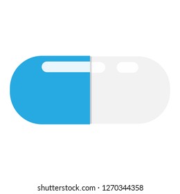 Isolated Blue pill capsule vector illustration in white square background