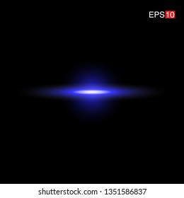 isolated blue Rays with lens flare, Sun flare, flare on the black background. Transparent Vector Illustration