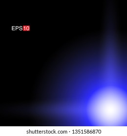 isolated blue Rays with lens flare, Sun flare, flare on the black background. Transparent Vector Illustration
