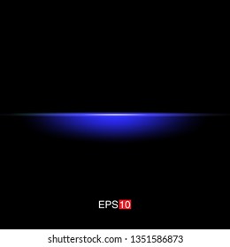 isolated blue Rays with lens flare, Sun flare, flare on the black background. Transparent Vector Illustration
