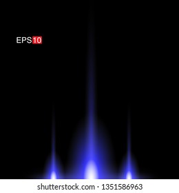 isolated blue Rays with lens flare, Sun flare, flare on the black background. Transparent Vector Illustration