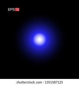 isolated blue Rays with lens flare, Sun flare, flare on the black background. Transparent Vector Illustration