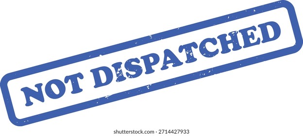 Aislado es un sello de goma rectangular azul con esquinas redondeadas marcadas como NO ENVIADO. Textura angustiada en todo, colocada diagonalmente sobre blanco.