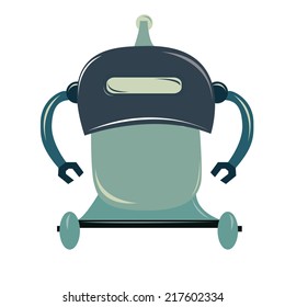 an isolated blue robot on a white background