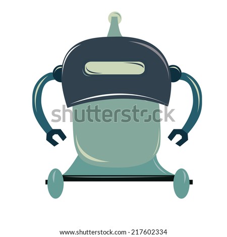 an isolated blue robot on a white background