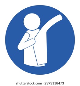 Sala de cambiador de iconos redondos y azules aislados, vestidor, con ilustración pictograma hombre cambiador de ropa