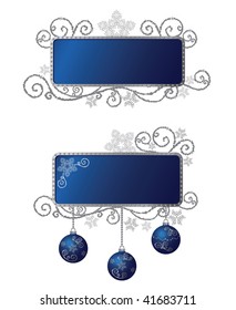 Marco de Navidad azul y plata aislado