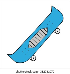 isolated blue skateboard, cartoon vector