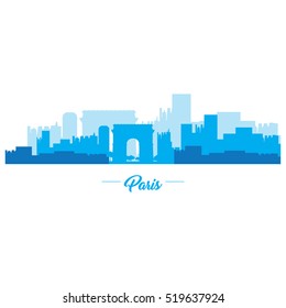 Isolated blue skyline of Paris, Vector illustration