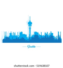 Isolated blue skyline of Seattle, Vector illustration