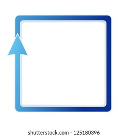 Flecha cuadrada azul aislada con lugar para texto. Ilustración vectorial sobre fondo blanco. Útil para el diseño de banners, el concepto de negocios o el anuncio web