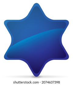 Isolated blue star shape of six points -like the Star of David- with blue and shiny effect.