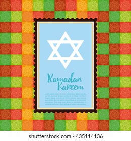 Isolated blue sticker with text and a star for ramadan kareem celebrations