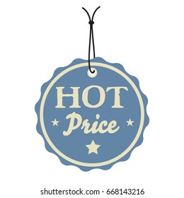 Isolated blue tag with the text hot price written on the tag