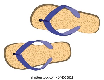 Isolated blue and tan / orange jandals (New Zealand Flip flops)