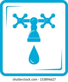 isolated blue tap spigot icon with droplet