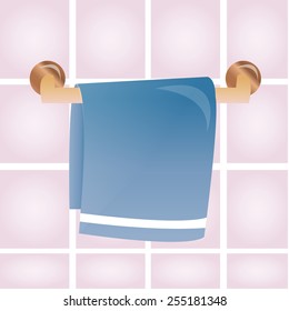 an isolated blue towel on a colored background