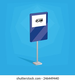an isolated blue traffic signal with a bus icon