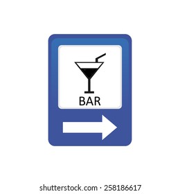 an isolated blue traffic signal with an icon