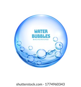 isolated blue transparent water bubbles background design