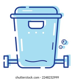 Icono de limpieza de la basura azul aislada