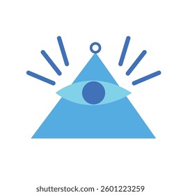 Isolated blue triangle with eye magic icon
